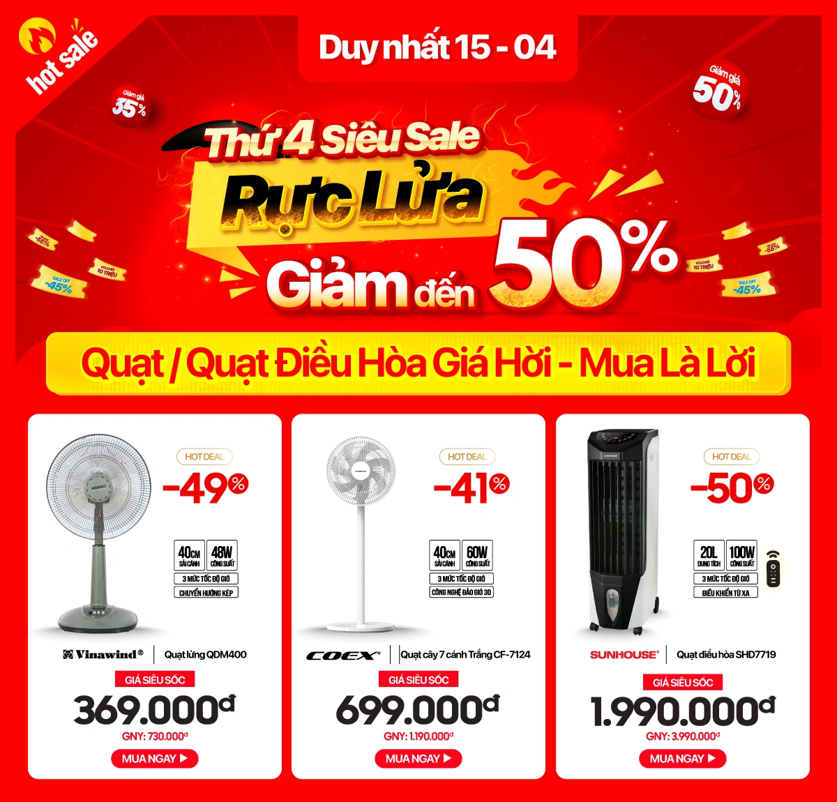 Thứ 4 Sale rực lửa, Quạt cây chỉ từ 369K