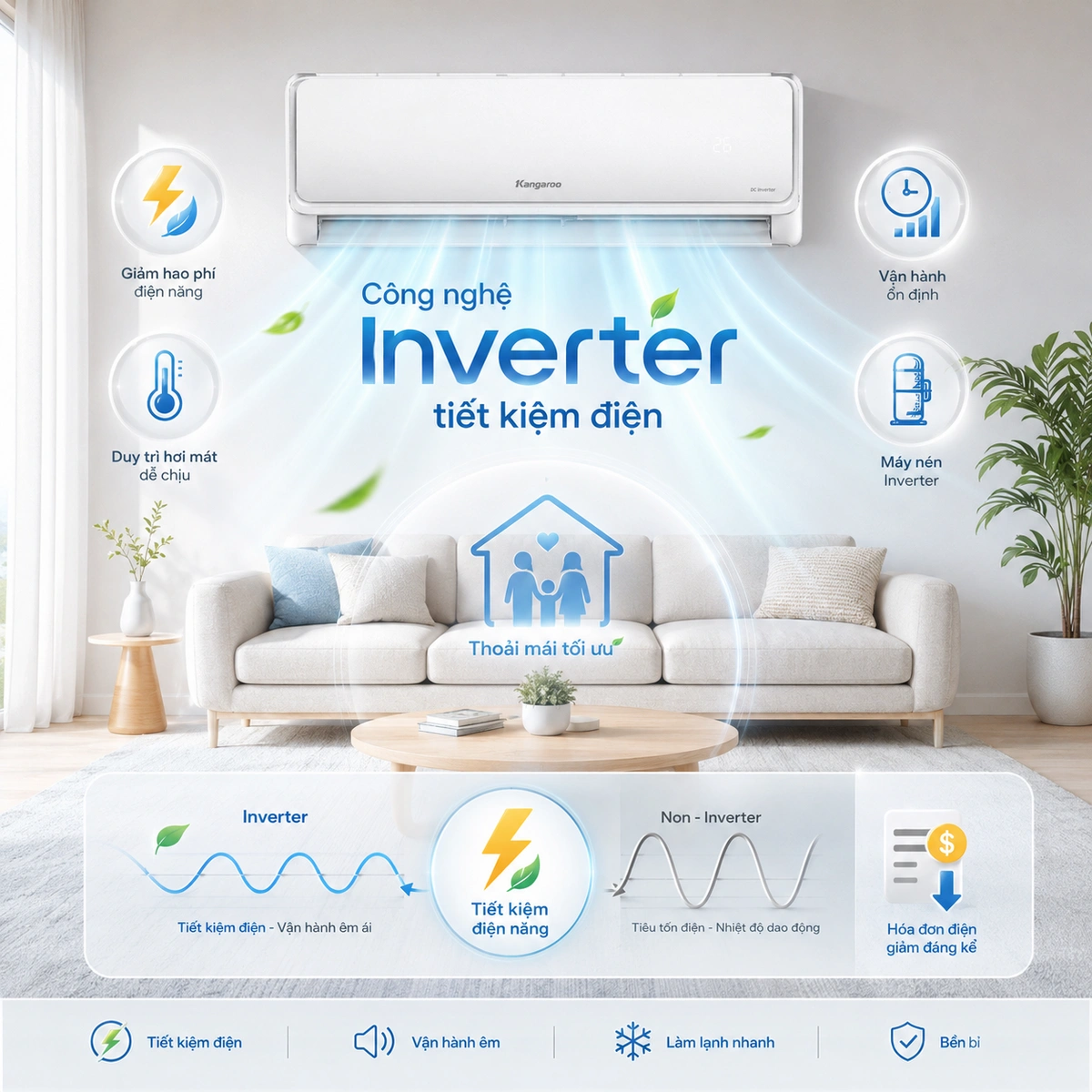 Điều hòa Kangaroo 1 chiều Inverter 2HP (18000BTU) KG18ACI
