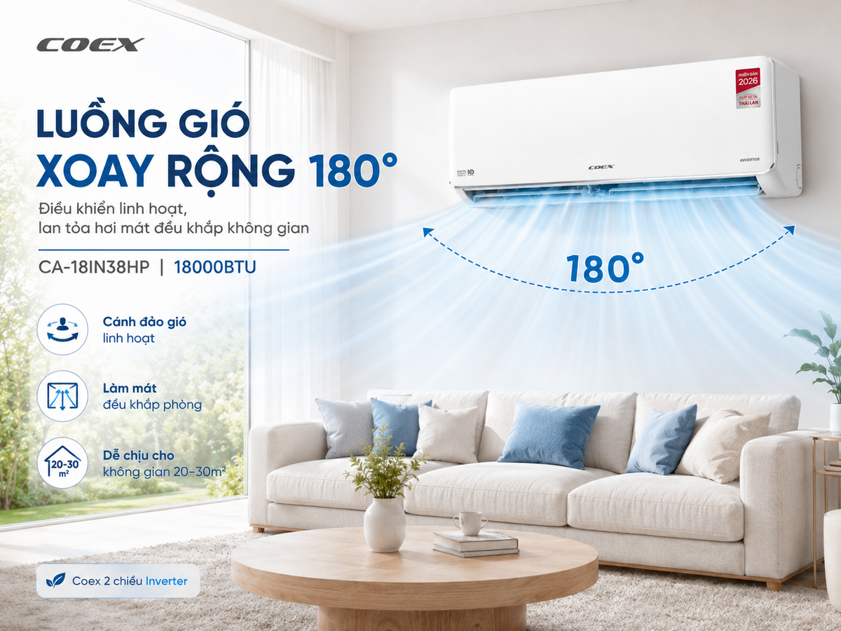 Khả năng làm mát trên diện rộng, sưởi ấm không gây khô da