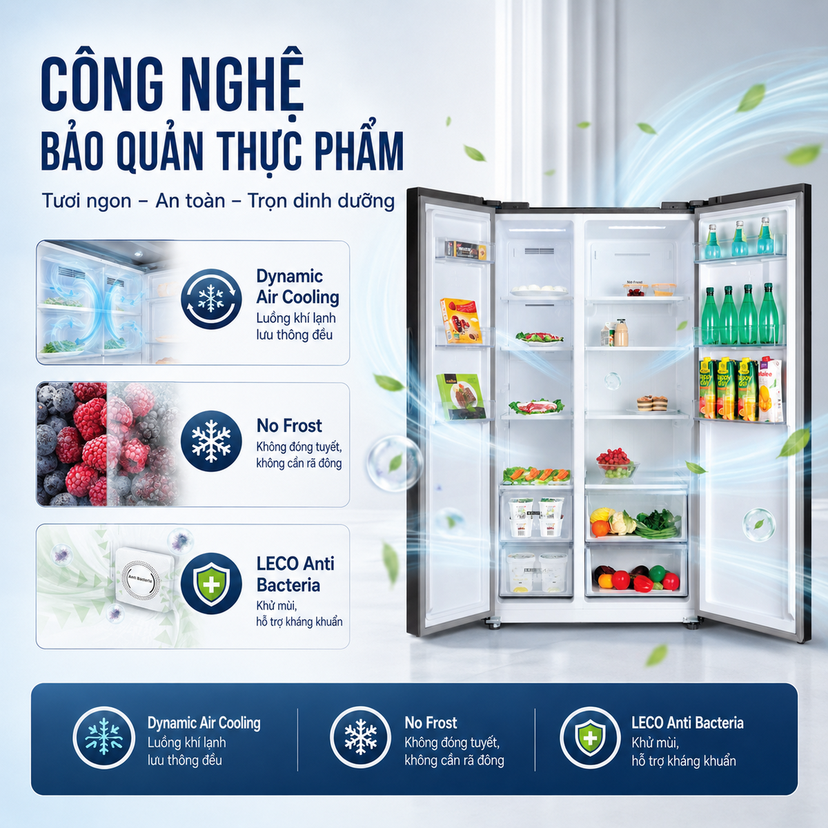 Nhiều công nghệ và tính năng bảo quản tiên tiến