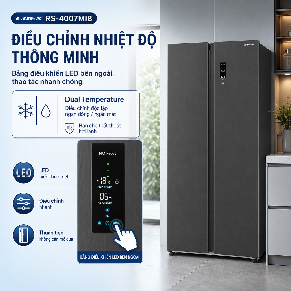 Tủ lạnh size lớn, phù hợp gia đình đông người, nhu cầu tích trữ thực phẩm cao