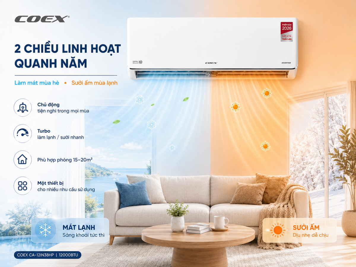 Điều hòa 2 chiều sử dụng linh hoạt 4 mùa