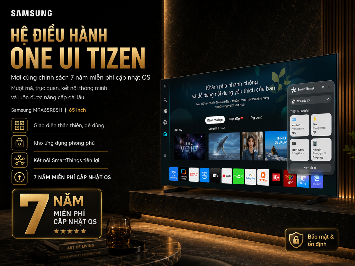 Hệ điều hành One UI Tizen mới cùng với chính sách 7 năm miễn phí cập nhật OS