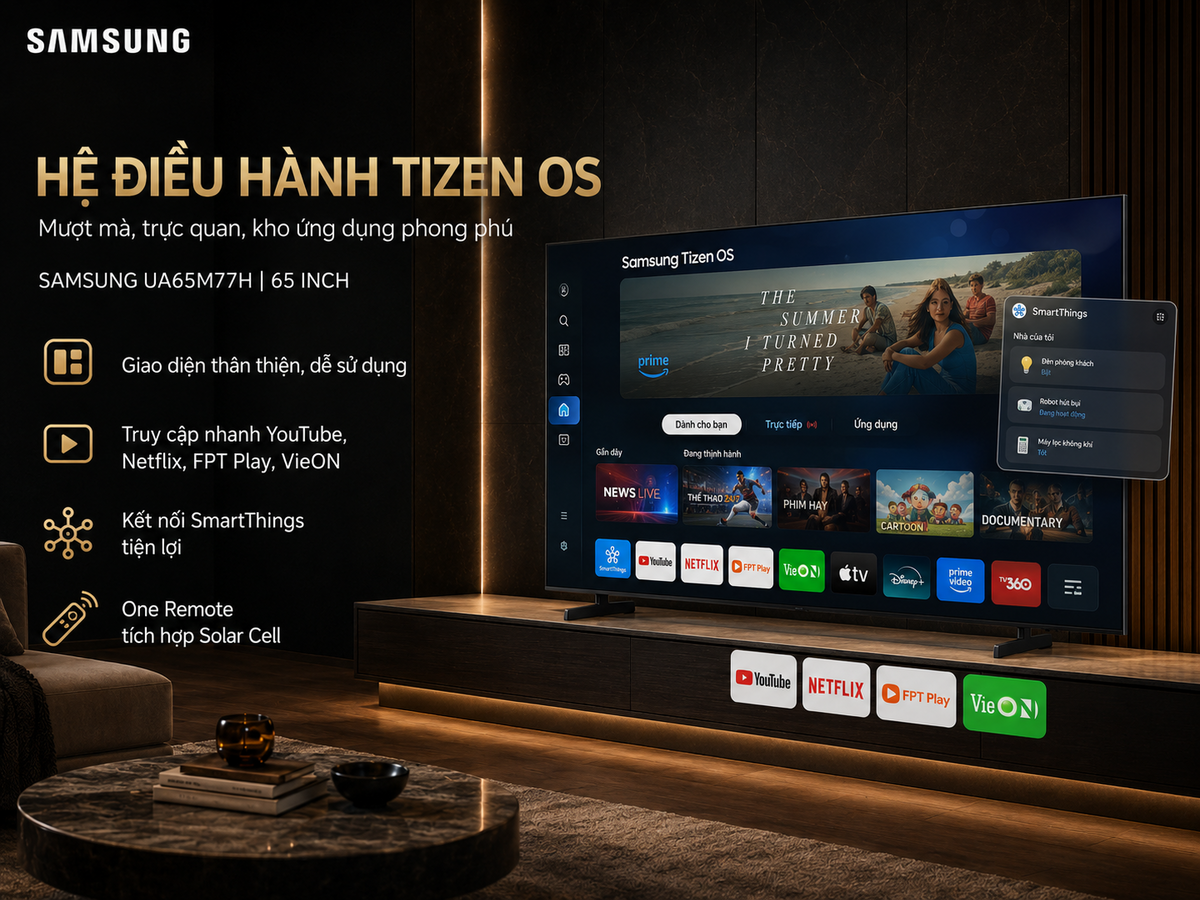 Hệ điều hành Tizen độc quyền của Samsung với giao diện dễ dùng