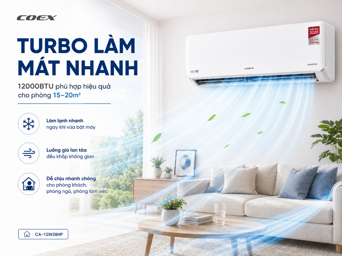 Làm mát đều, bao phủ không gian