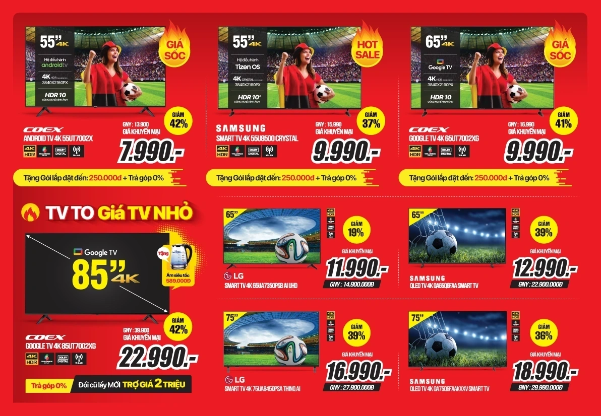 Siêu tiệc World Cup - Tivi to giá tivi nhỏ