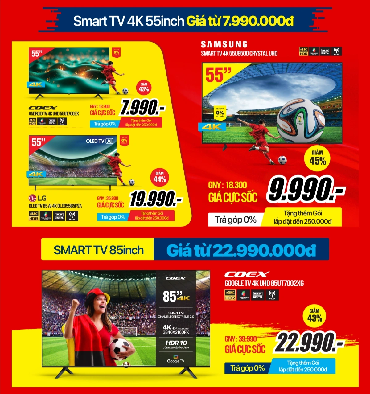 World Cup cuồng nhiệt, Tivi giảm đến 50% mỗi ngày