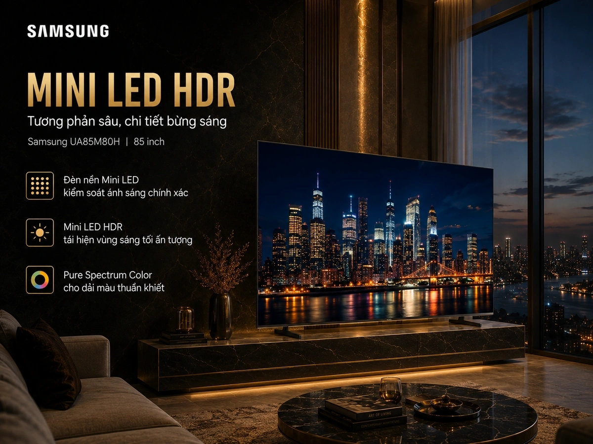 Công nghệ đèn nền Mini LED giúp kiểm soát ánh sáng với độ chính xác cực cao