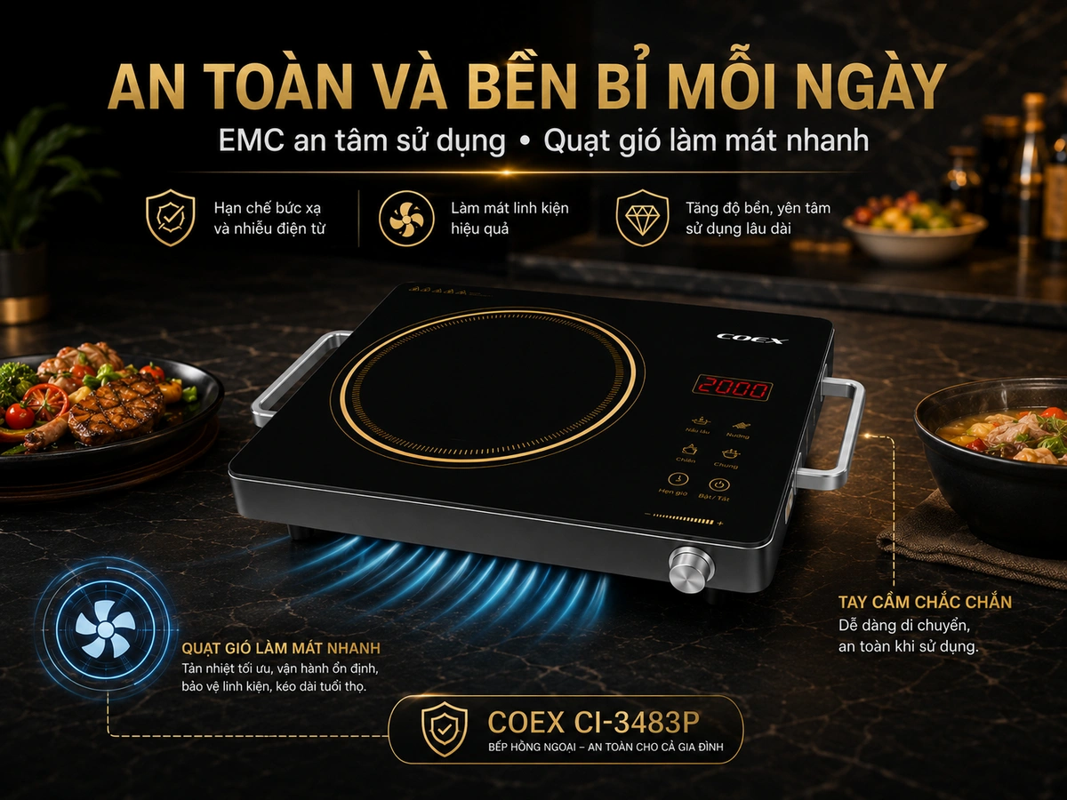 Công suất mạnh mẽ, nấu nhanh tiết kiệm điện