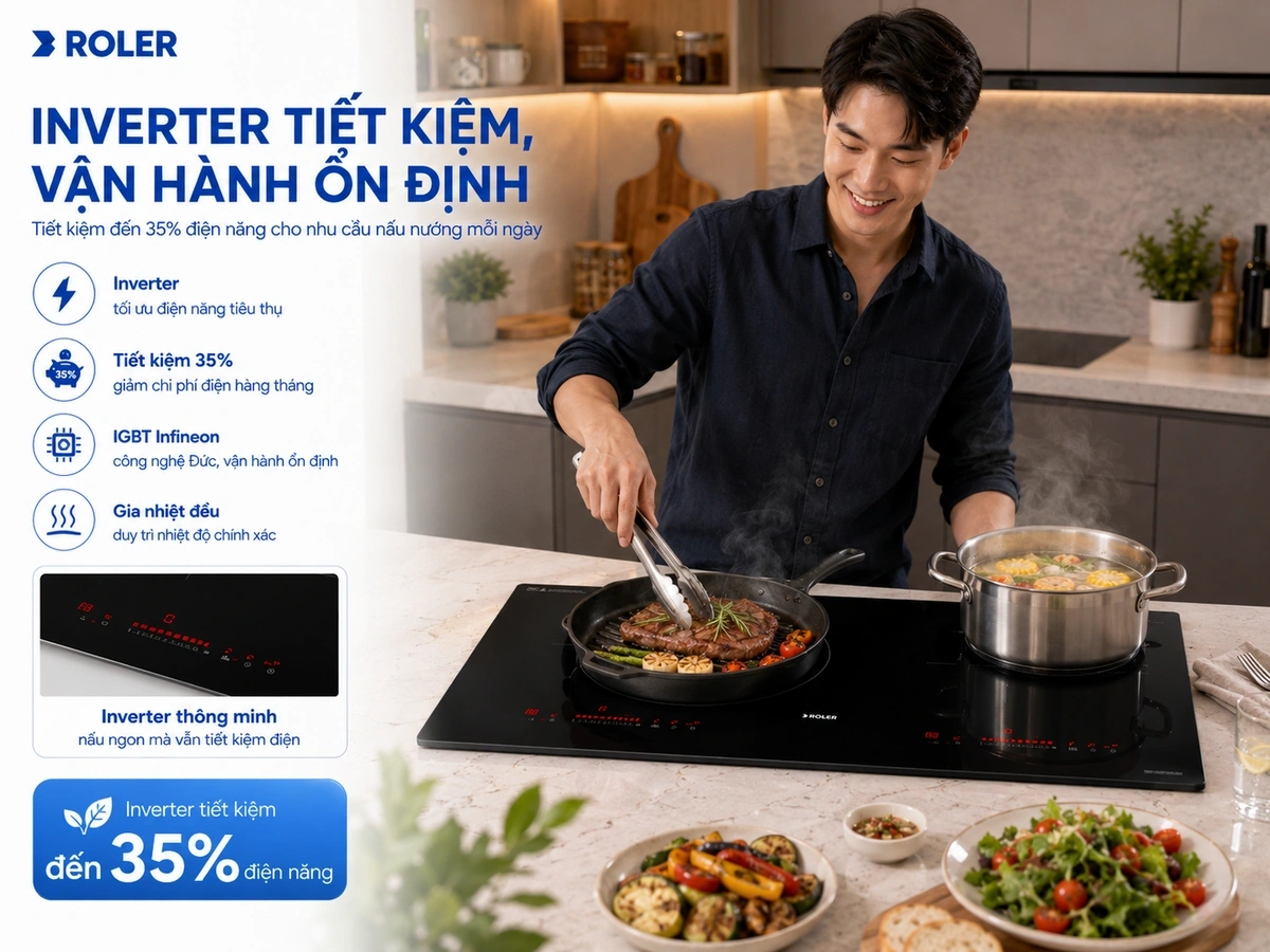 Công suất nấu mạnh mẽ, nấu nhanh, tiết kiệm điện
