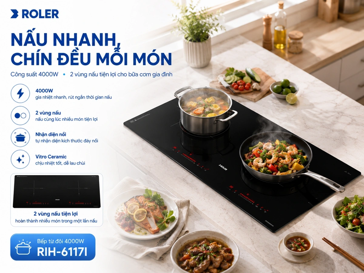 Công suất nấu mạnh mẽ, nấu nhanh, tiết kiệm điện
