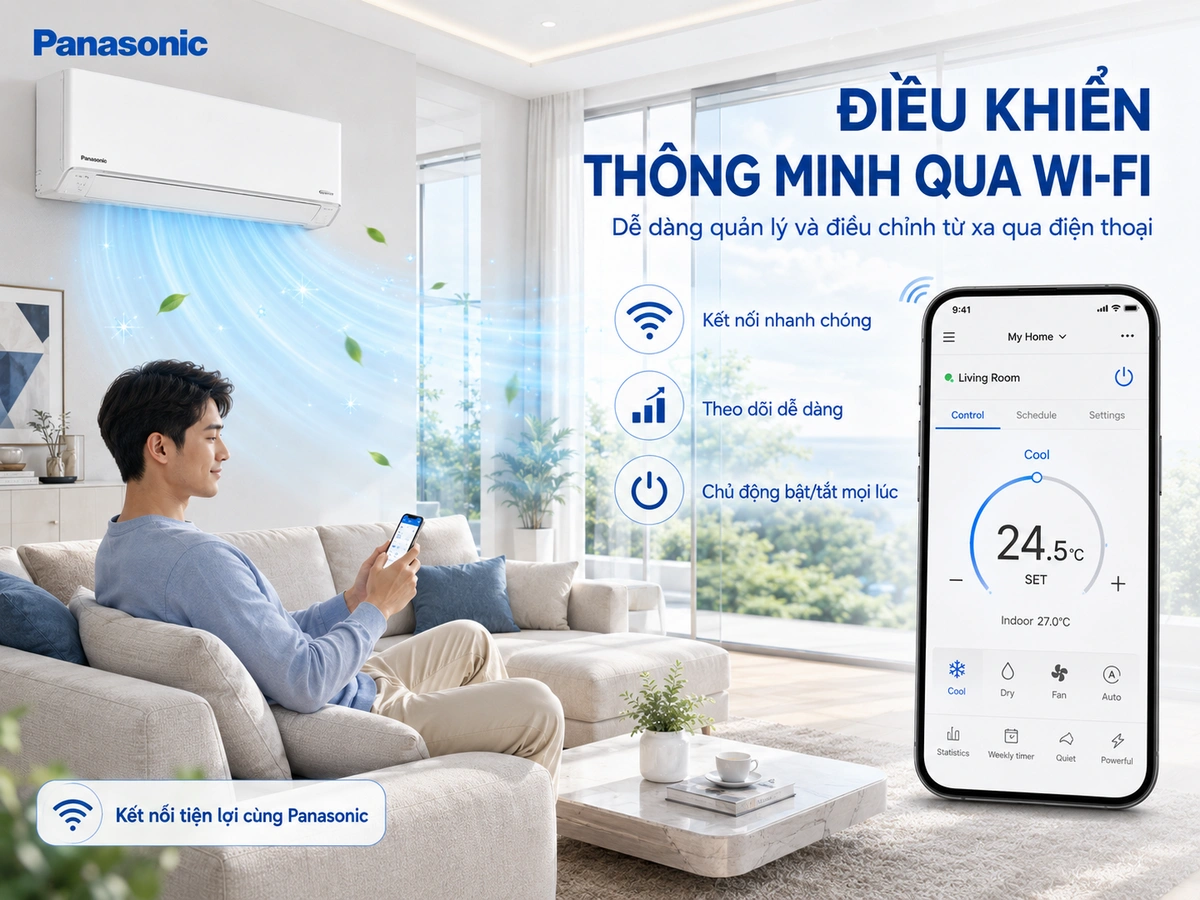 Điều hòa Panasonic 1 chiều Inverter 17.700BTU CS-PU18CKH-8D - Mát sâu cho phòng rộng