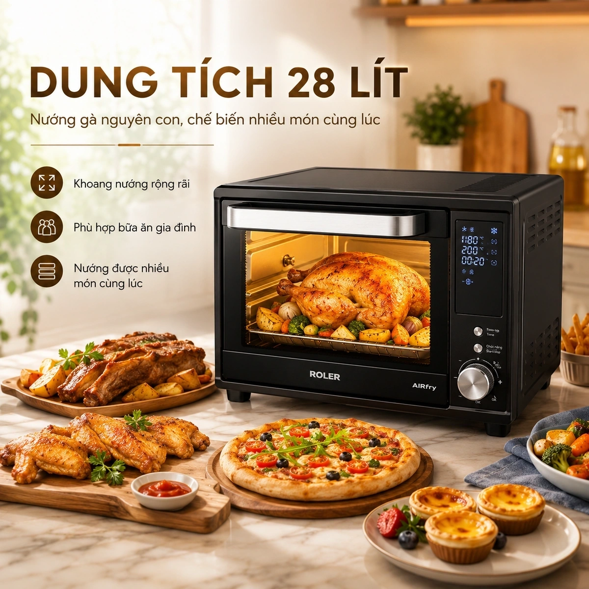 Dung tích siêu lớn tới 28 lít, bộ phụ kiện chuyên dụng, đa năng