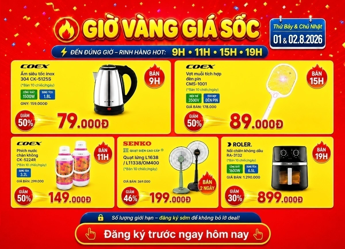 Khai trương giờ vàng giá sốc - Săn gia dụng giá chỉ từ 79K