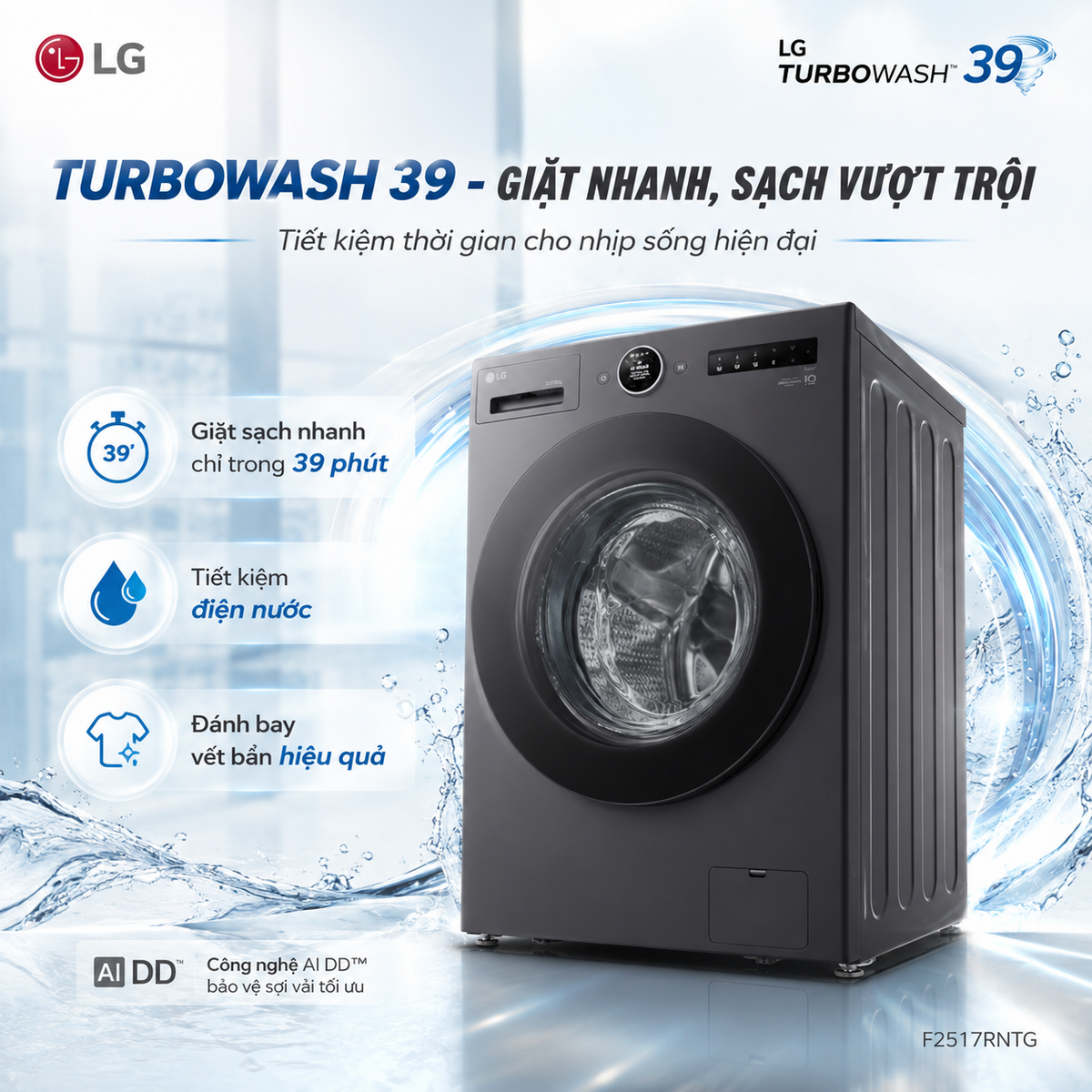 Khối lượng giặt sấy lớn, đa dạng chương trình, tiết kiệm điện năng