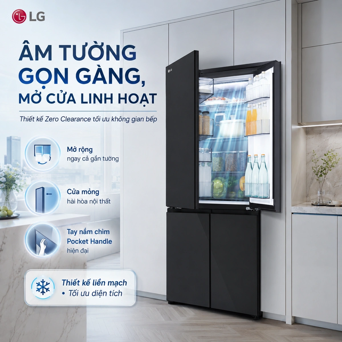 Thiết kế 4 cửa dạng Multi Door, dung tích lớn, sử dụng thoải mái cả gia đình