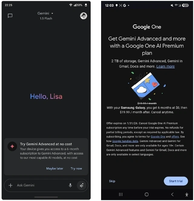 Ưu đãi gói dùng thử gói Google AI Pro 6 tháng