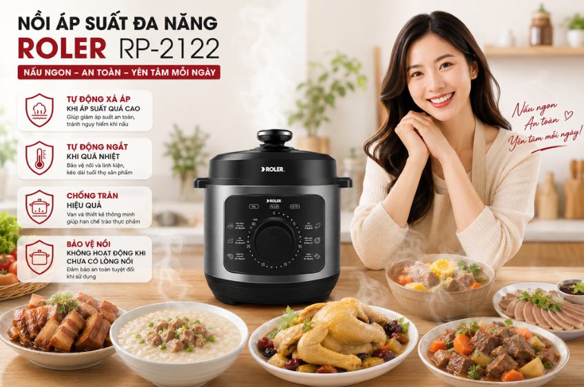 Công suất mạnh mẽ, nhiệt ổn định, nấu chín đều và nhanh