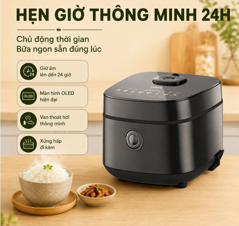 Hẹn giờ nấu tới 24 tiếng