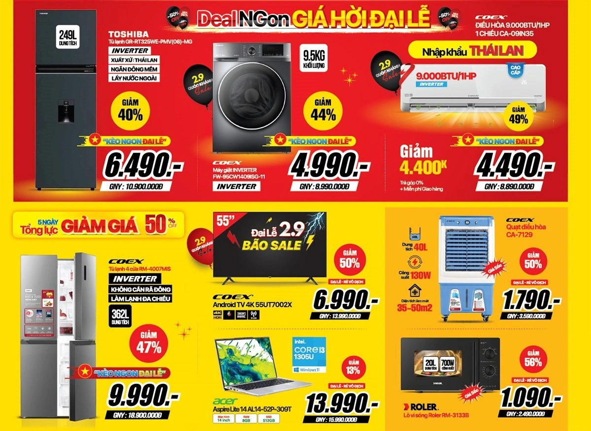 Mừng Đại Lễ 2/9 - Tivi, điện máy giá chỉ từ 3.49 triệu