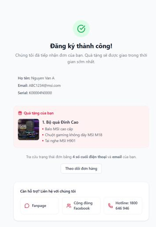 Quy cách & Phương thức nhận quà