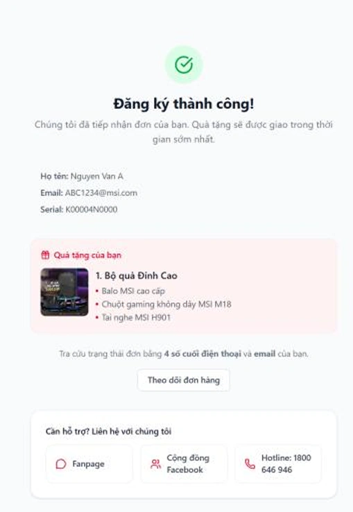 Quy cách & Phương thức nhận quà