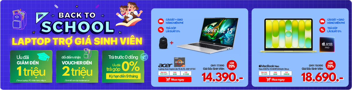 Sắm laptop nhận voucher đổi điểm thi đến 2 triệu