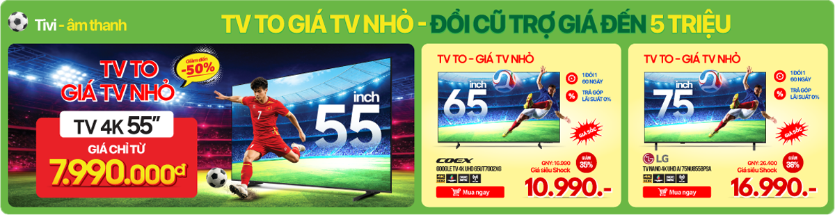 Sắm TV màn hình lớn, nhận trọn quà tặng khủng