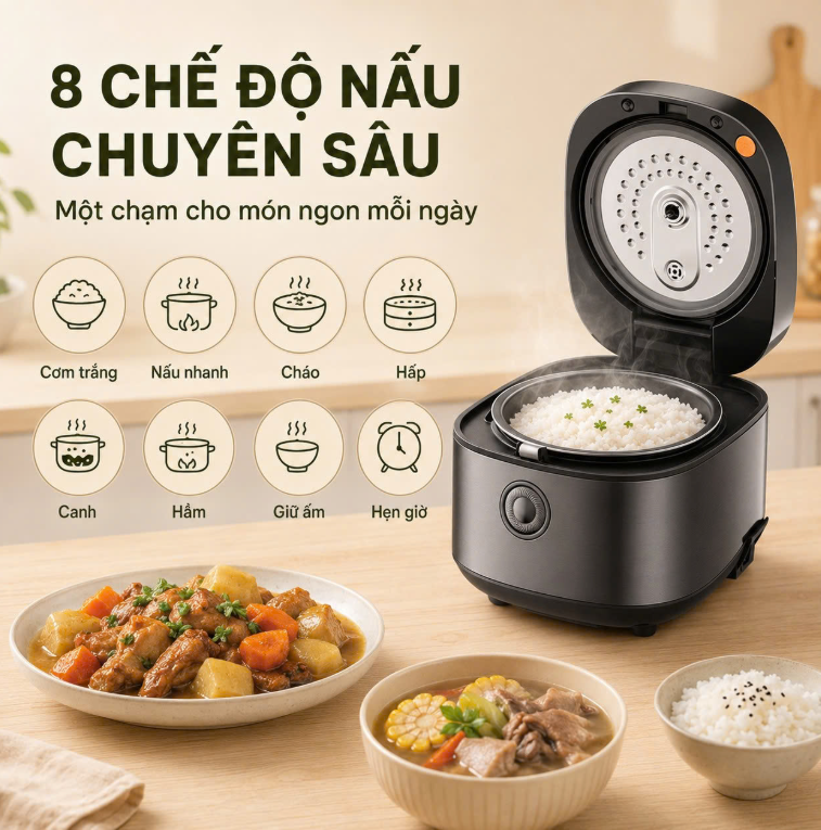 Thiết kế gọn gàng, phù hợp nhiều không gian nhà bếp