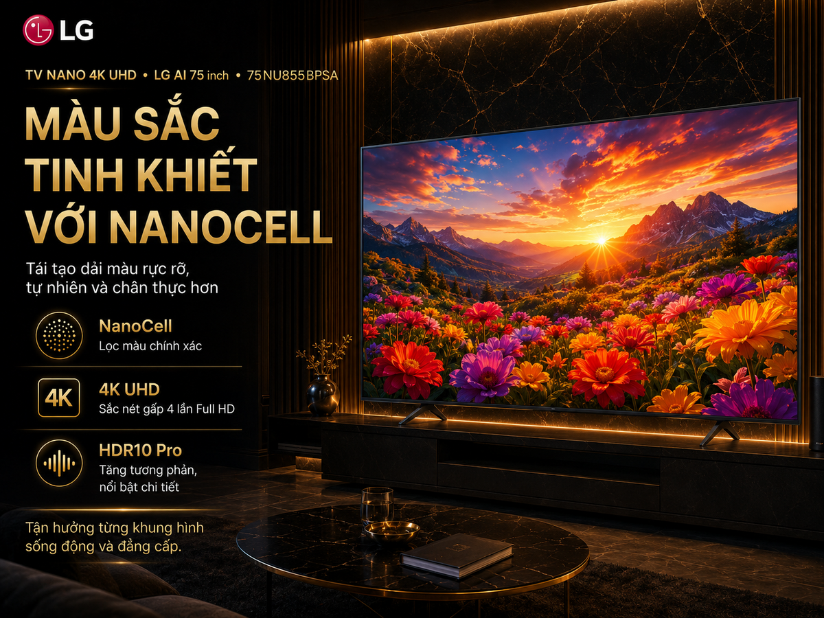 TV màn hình lớn sang trọng, đăng cấp, công nghệ hình ảnh tiên tiến