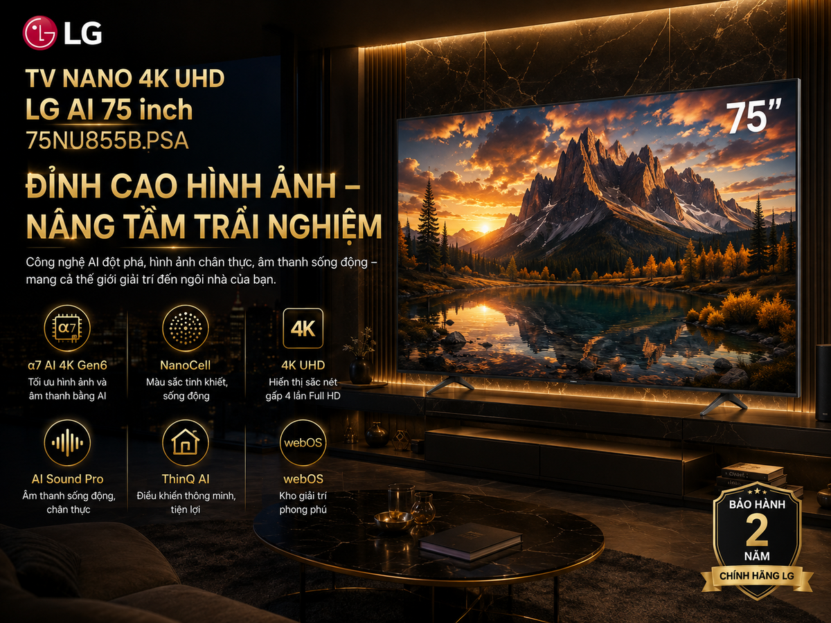 TV màn hình lớn sang trọng, đăng cấp, công nghệ hình ảnh tiên tiến
