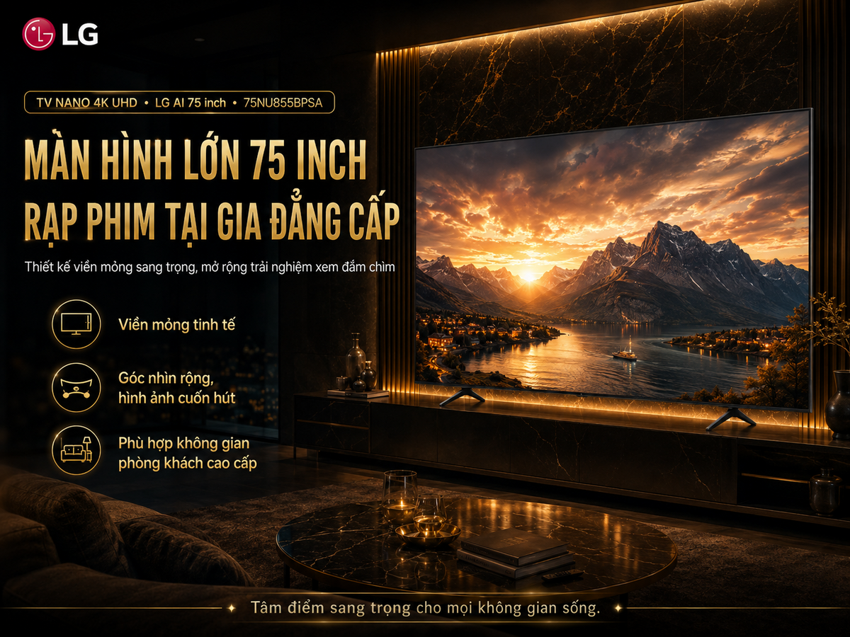 TV màn hình lớn sang trọng, đăng cấp, công nghệ hình ảnh tiên tiến