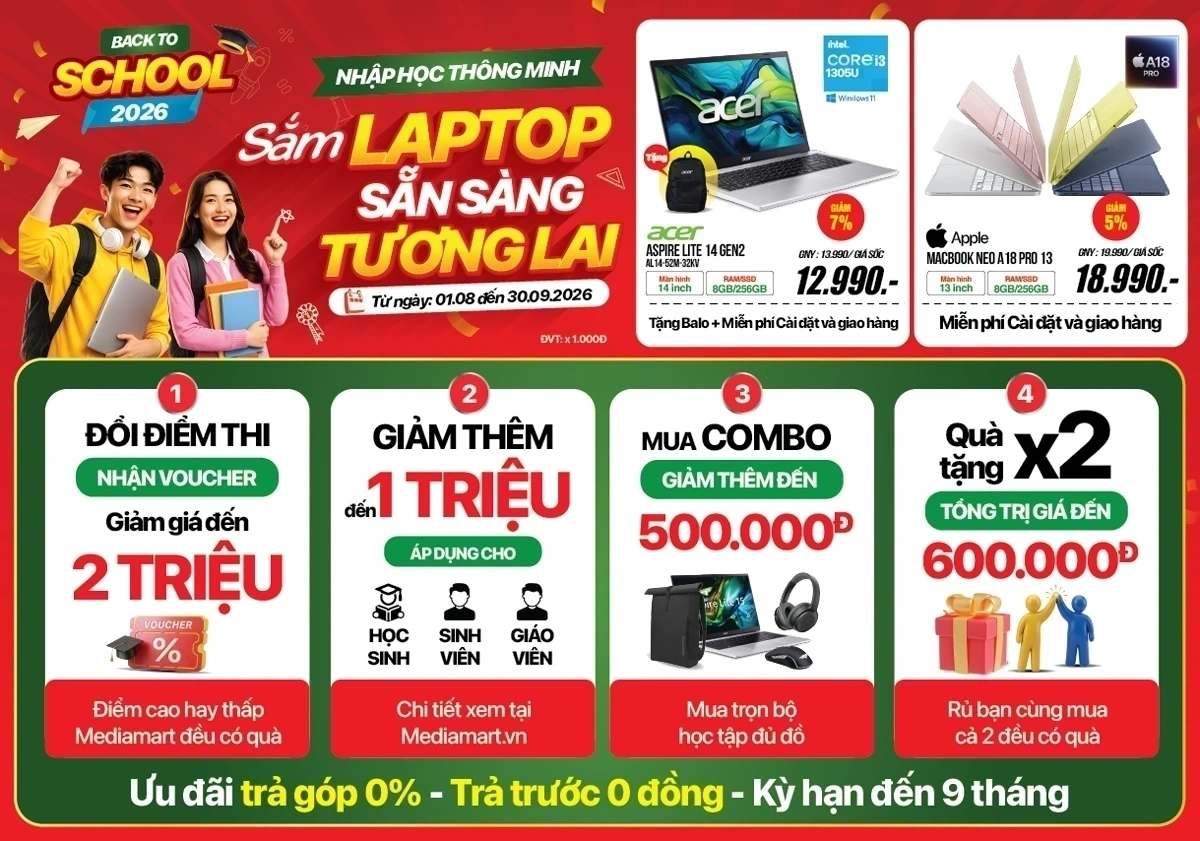 Ưu đãi khi mua laptop tại MediaMart dành cho tân sinh viên