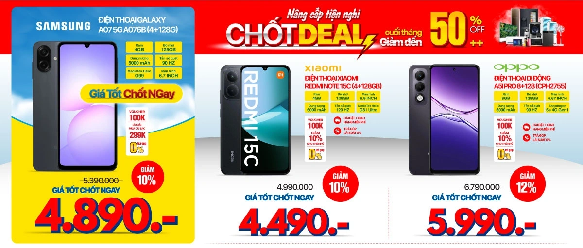 Điện thoại giảm đến 5 triệu đồng, trả góp 0% lãi suất