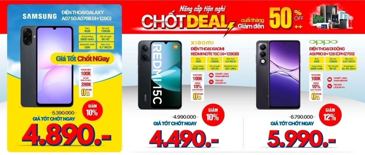 Điện thoại giảm đến 5 triệu đồng, trả góp 0% lãi suất