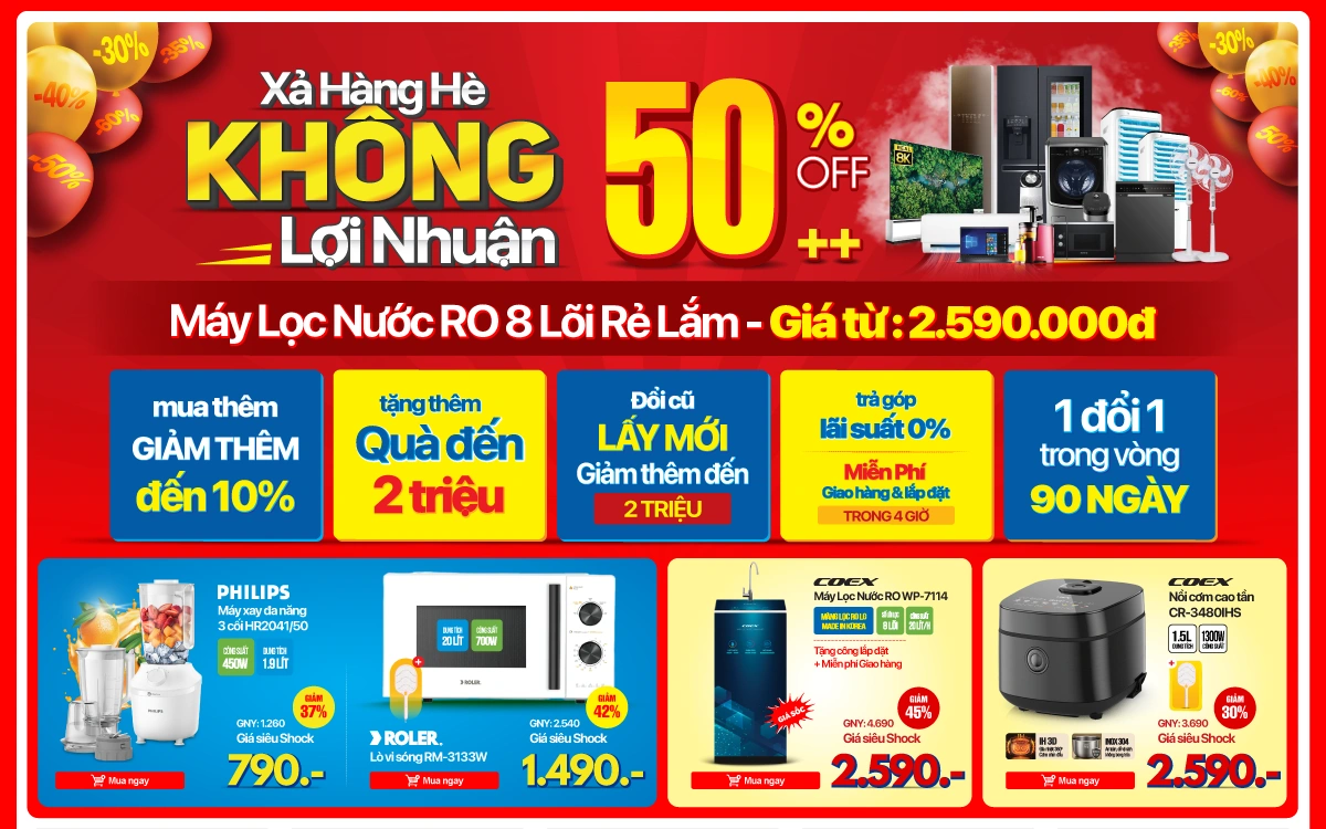 Xả hàng hè không lợi nhuận - Gia dụng giảm đến 50%
