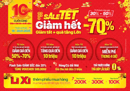 10 Ngày Cuối Cùng  Sale Tết, Giảm Tất, Giảm Hết + Quà Tặng Lớn