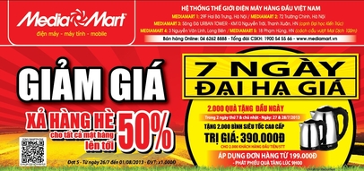 7 ngày đại hạ giá – Nhận 2000 quà tặng đầu ngày giá trị từ Media Mart