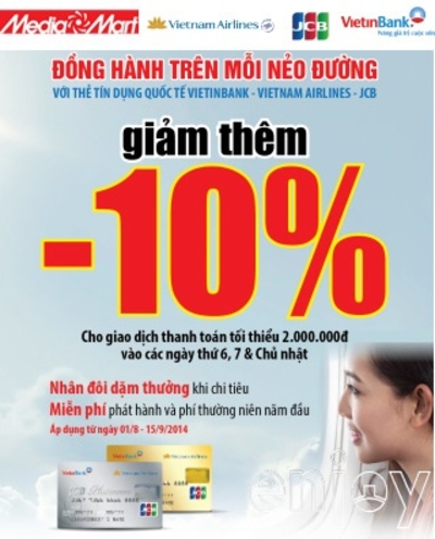 Ưu đãi giảm 10% cho chủ thẻ tín dụng đồng thương hiệu VietinBank - VN Airline