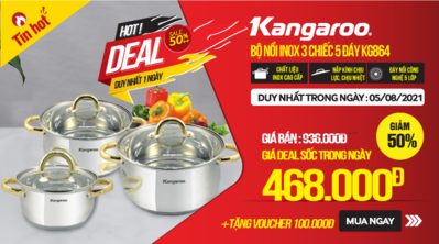 Bộ nồi 3 chiếc inox 5 lớp Kangaroo KG864: Nấu nhanh hơn, món ngon hơn