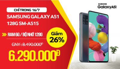 DEAL HOT: Điện thoại Samsung Galaxy A51 128G SM - A515 giá cực sốc 6,290,000đ - Duy nhất 16/7