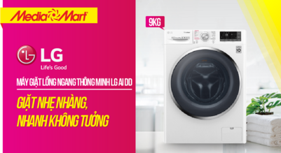 Giặt nhẹ hơn, nhanh hơn nhờ máy giặt lồng ngang thông minh LG AI DD 9kg FV1409S2W