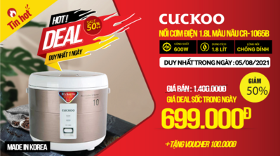 Khám phá nồi Cơm điện Cuckoo 1.8L (CR-1065B): Chuẩn cơm mẹ nấu