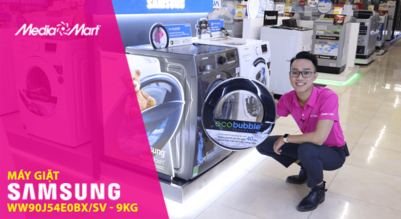Máy giặt 9 Kg Samsung WW90J54E0BX/SV: Giặt hơi nước chống nhăn, diệt khuẩn hiệu quả