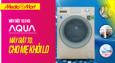 Máy giặt Aqua Inverter 10,5Kg: Giặt nhẹ tênh, quần áo sạch trơn (AQD-D1050E.W)
