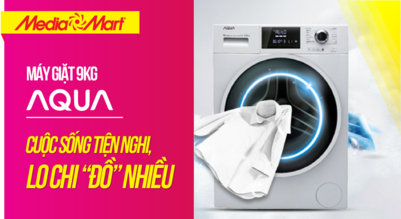 Máy giặt lồng ngang Aqua Inverter 9Kg: Giặt nhẹ, quần áo sạch sẽ (AQD-D900F.W)