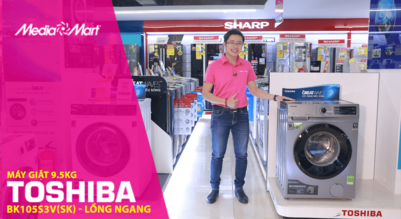 Máy giặt lồng ngang Toshiba 9,5Kg TW-BK105S3V (SK): Sức mạnh siêu sóng, đánh tan vết bẩn