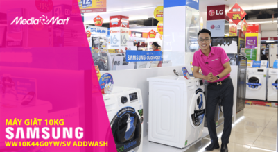 Máy giặt Samsung Addwash 10Kg lồng ngang WW10K44G0YW/SV: Cửa phụ thông minh, giặt tiện lợi