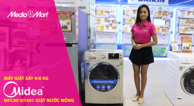 Máy giặt sấy 9 kg Midea MFC90-D1401: Giải pháp giặt giũ ngày giao mùa
