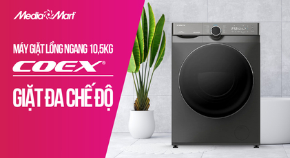 Máy giặt lồng ngang Coex Inverter 10,5kg FW-10CW1408IGB: Thiết kế thời thượng, giặt đa chế độ